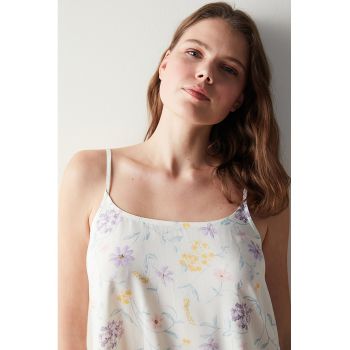 Top lejer de pijama cu imprimeu floral