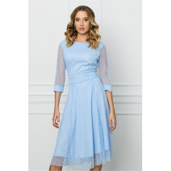 Rochie DY Fashion bleu din tull cu buline catifelate