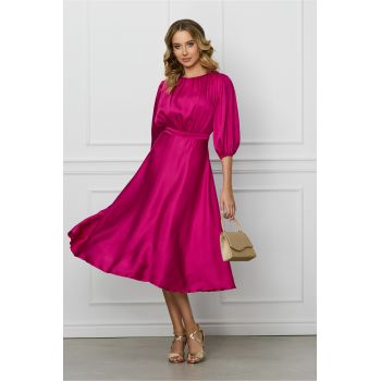 Rochie DY Fashion magenta cu bust incretit