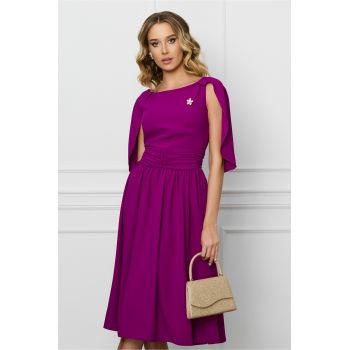 Rochie DY Fashion magenta cu maneci petrecute