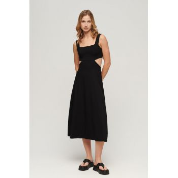 Rochie midi cu croiala in A si decupaje