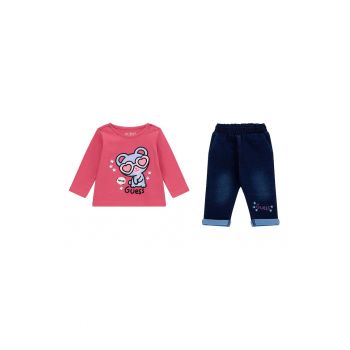 Set de bluza cu decolteu la baza gatului si pantaloni de trening