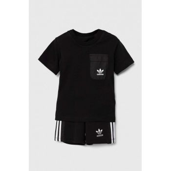 adidas Originals compleu copii SHORT TEE SET culoarea negru, IX7509