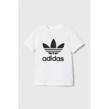 adidas Originals tricou din bumbac pentru bebelusi TREFOIL TEE culoarea alb, cu imprimeu, JE0520