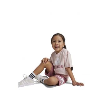 adidas set de bumbac pentru copii LK BL CO T SET culoarea roz, IX7326