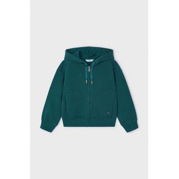 Mayoral bluza copii culoarea verde, cu glugă, neted, 4497