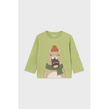 Mayoral longsleeve din bumbac pentru bebeluși culoarea verde, cu imprimeu, 2035