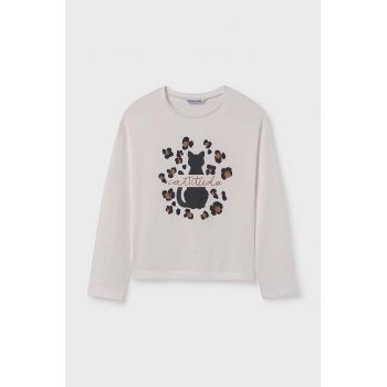 Mayoral longsleeve din bumbac pentru copii culoarea bej, 7014