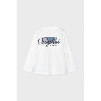 Mayoral longsleeve din bumbac pentru copii culoarea bej, cu imprimeu, 4046