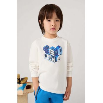 Mayoral longsleeve din bumbac pentru copii culoarea bej, cu imprimeu, 4059