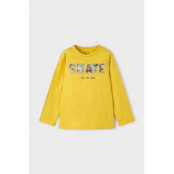 Mayoral longsleeve din bumbac pentru copii culoarea galben, cu imprimeu, 4050