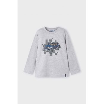 Mayoral longsleeve din bumbac pentru copii culoarea gri, cu imprimeu, 4052