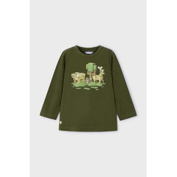 Mayoral longsleeve din bumbac pentru copii culoarea verde, cu imprimeu, 4054