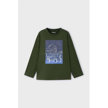 Mayoral longsleeve din bumbac pentru copii culoarea verde, cu imprimeu, 4057