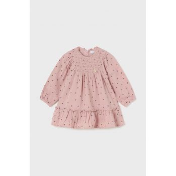 Mayoral rochie din bumbac pentru copii culoarea roz, mini, evazati, 2925