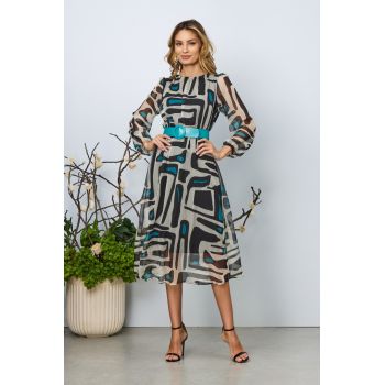 Rochie eleganta Nonka Turcoaz Multi