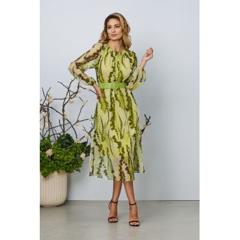 Rochie eleganta Saraia Lime Multi