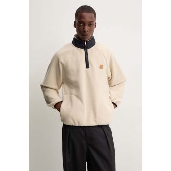 A.P.C. hanorac fleece sweat island culoarea bej, neted, PSAIF.M27845