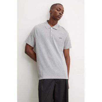 A.P.C. polo de bumbac polo standard GOTS culoarea gri, neted, COGWZ.H26342