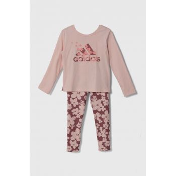 adidas compleu copii LG FLWR LEG SET culoarea roz, IW3477