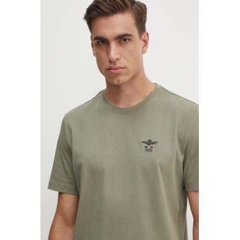 Aeronautica Militare tricou din bumbac barbati, culoarea verde, cu imprimeu, TS2301J592