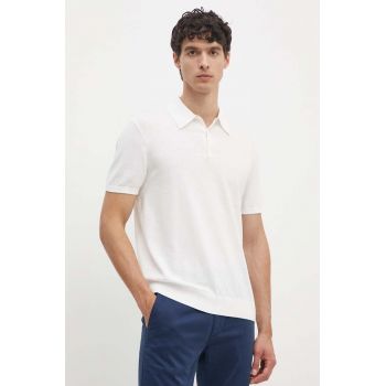 Armani Exchange polo de bumbac culoarea alb, neted, 8NZF5D ZM3JZ