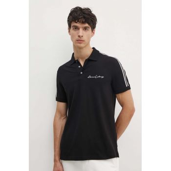 Armani Exchange tricou polo barbati, culoarea negru, cu imprimeu, 8NZFSG ZJ81Z