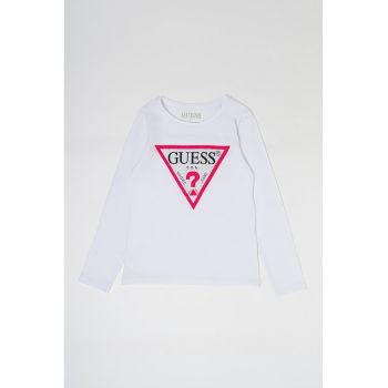 GUESS - Bluza cu imprimeu logo si strasuri