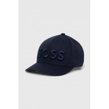 BOSS șapcă de baseball din bumbac culoarea albastru marin, cu imprimeu, 50519154