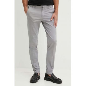 BOSS pantaloni barbati, culoarea gri, mulata