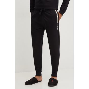 BOSS pantaloni de trening din bumbac culoarea negru, cu imprimeu, 50521769