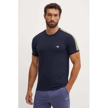 Emporio Armani Underwear tricou lounge culoarea albastru marin, cu imprimeu, 111890 4F717