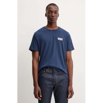 Levi's tricou din bumbac barbati, culoarea albastru marin, cu imprimeu