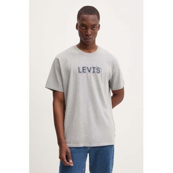 Levi's tricou din bumbac barbati, culoarea gri, cu imprimeu