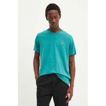 Levi's tricou din bumbac barbati, culoarea verde, neted