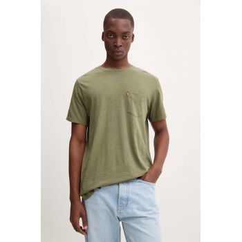 Levi's tricou din bumbac barbati, culoarea verde, cu imprimeu