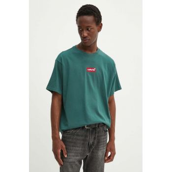 Levi's tricou din bumbac barbati, culoarea verde, cu imprimeu, 87373