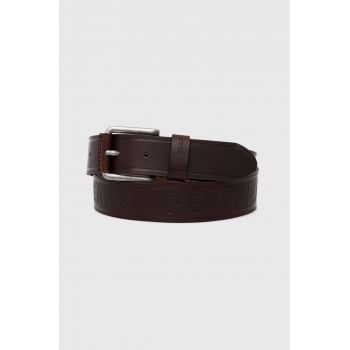 Pepe Jeans curea de piele DAYTON BELT barbati, culoarea maro, PM021027