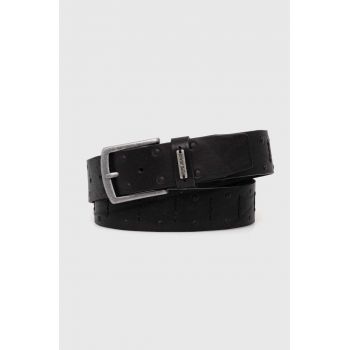 Pepe Jeans curea de piele KENT BELT barbati, culoarea negru, PM021030