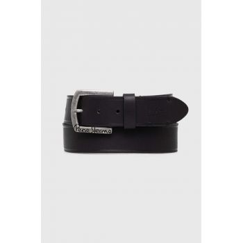 Pepe Jeans curea de piele MOSS BELT barbati, culoarea negru, PM021026