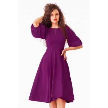 Rochie midi cu maneci bufante