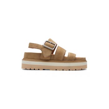 Sandale din piele intoarsa cu talpa wedge