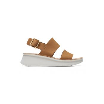 Sandale din piele nabuc cu talpa wedge