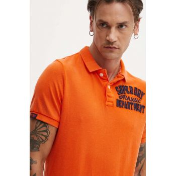 Superdry polo de bumbac culoarea portocaliu, cu imprimeu, M1110396A-TSW