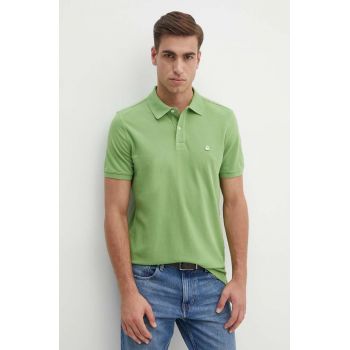 United Colors of Benetton polo de bumbac culoarea verde, neted