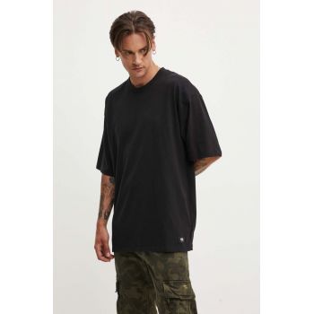 Vans tricou din bumbac barbati, culoarea negru, neted, VN000G51BLK1