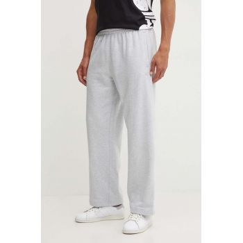 adidas Originals pantaloni de trening din bumbac culoarea gri, melanj, IX9815