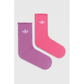 adidas Originals sosete copii 2-pack femei, culoarea roz, IX7650