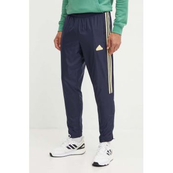 adidas pantaloni de trening Tiro culoarea albastru marin, cu imprimeu, IW3582