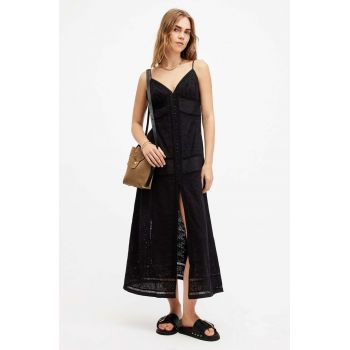 AllSaints rochie DAHLIA EMB DRESS culoarea alb, maxi, drept, W083DA